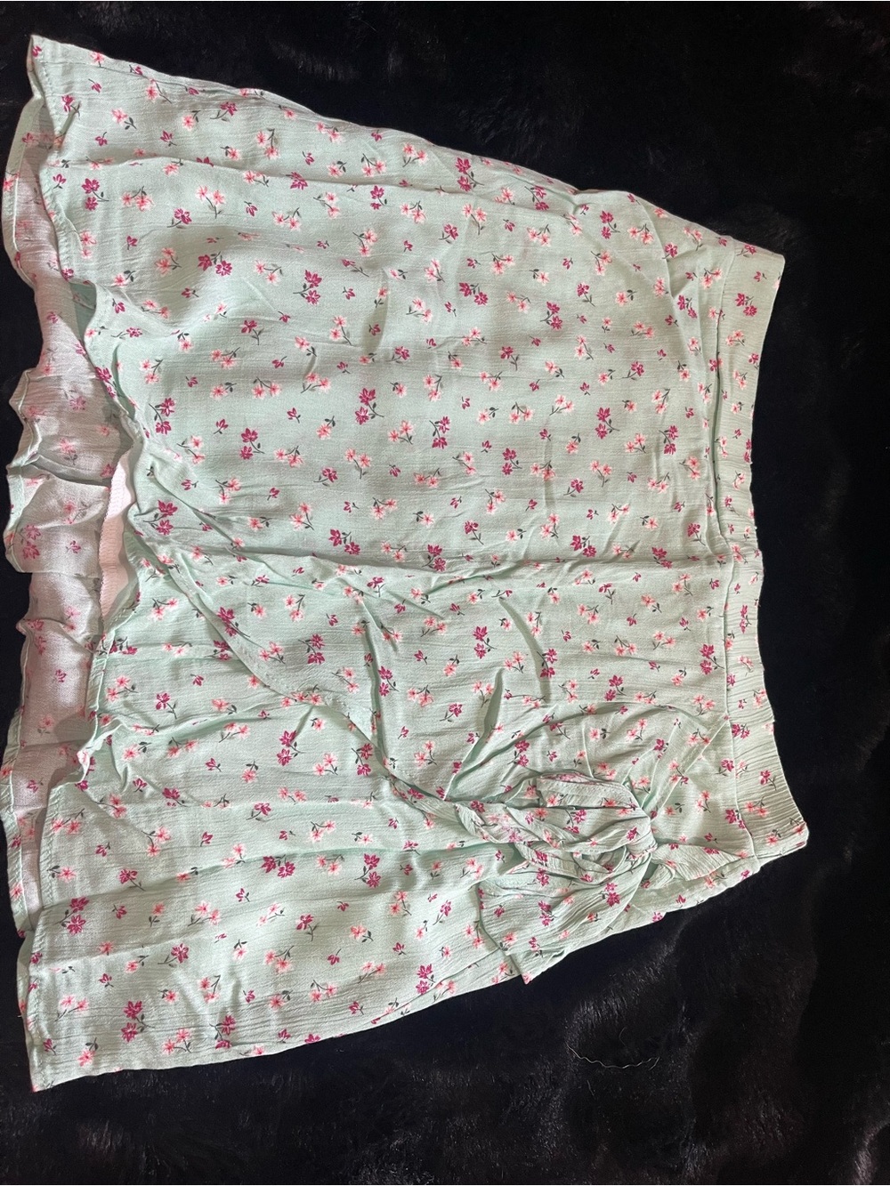Studio 1940 Mint Green Floral Mini Skirt with Pink Blossoms